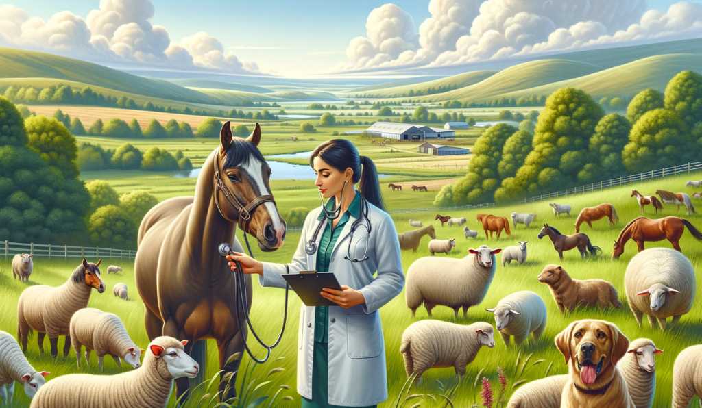 a veterinarian treating some animals. 